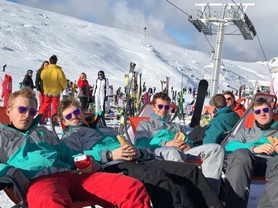 Photo of skiing sailors relaxing