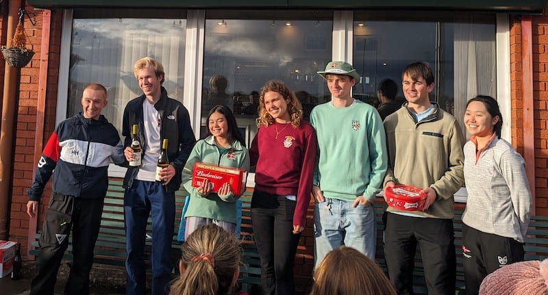Photo of Cambridge Purple, winners of the 2023 Brummy Boom:
Magnus Handley (Captain); Lisanne Blok, Ellen Morley; Sam Dernie, Charlie Merryweather; Jenny Jiang